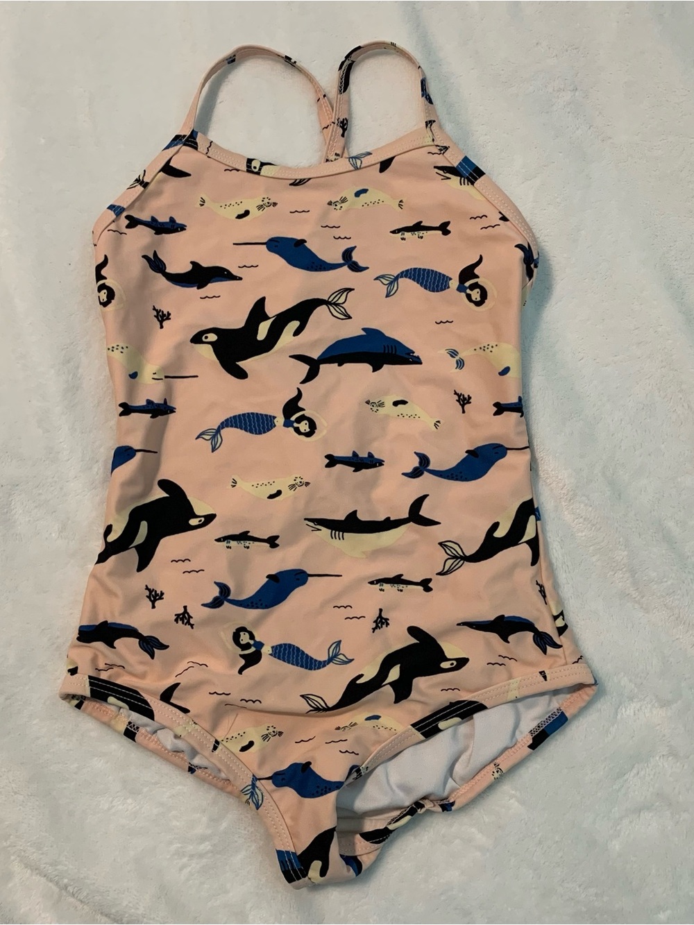 Hanna Andersson Pink Kids One-Piece Swimsuit with Ocean Animal Print